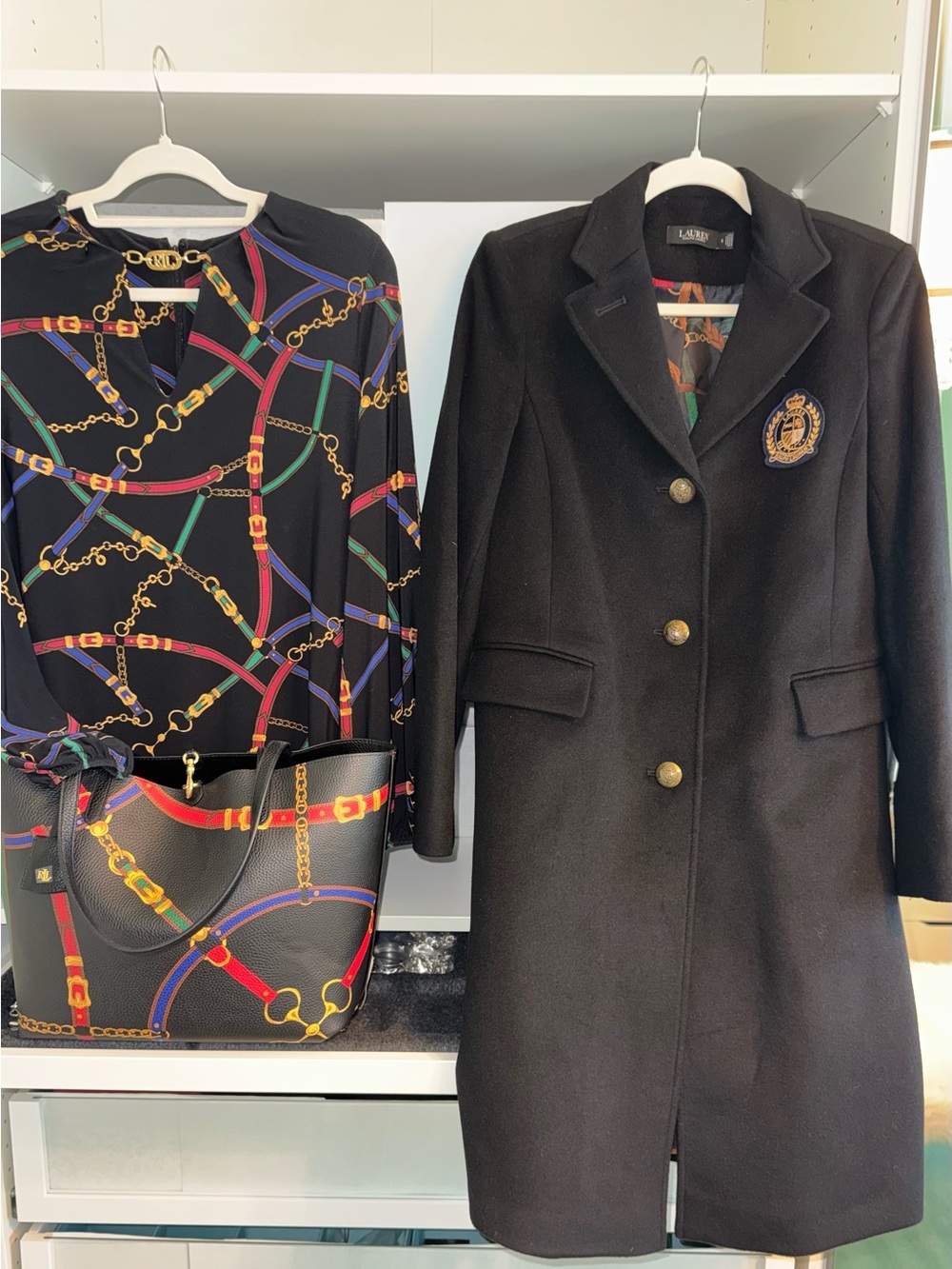 Lauren Ralph Lauren Tailored Single-Breasted Coat,blouse and tote! BEAUTIFUL